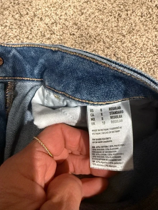 American Eagle Distressed Skinny Jegging Jeans - Dark Blue - Picture 7 of 7